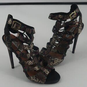 Steve Madden Women's Stilettos' Cage Style Heels approx 5in heel Snake Print 8